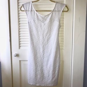 White Dress with Mesh Neckline